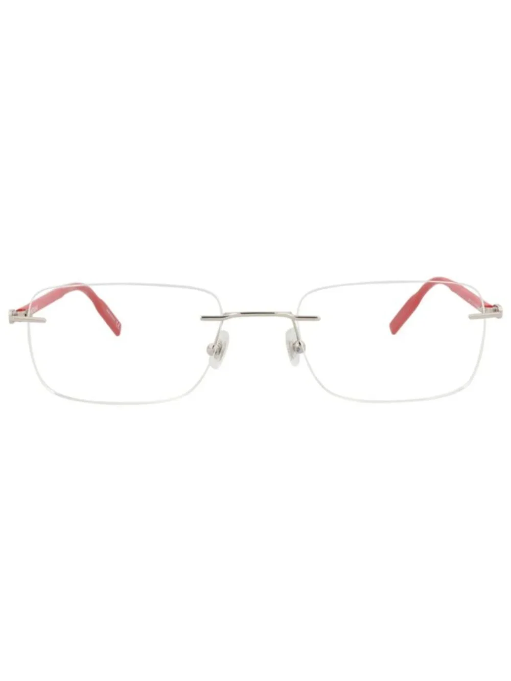 New Montblanc Women's Eyeglasses Square Rectangle Metal Frame Mens Silver Red
